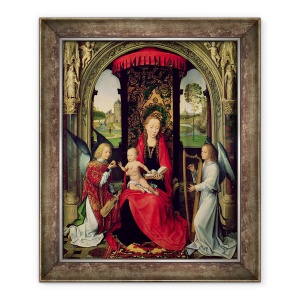 Tablou inramat - Hans Memling - Madonna si Copilul cu doi ingeri, 50 x 60 cm