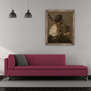 Tablou inramat - Hendrick Ter Brugghen - Cimpoi Jucator, 50 x 60 cm - Img 2