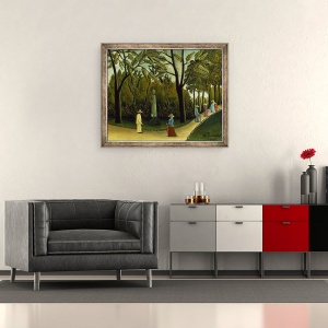 Tablou inramat - Henri J.F. Rousseau - Monumentul lui Chopin in Gradinile Luxemburgului, 50 x 60 cm - Img 2