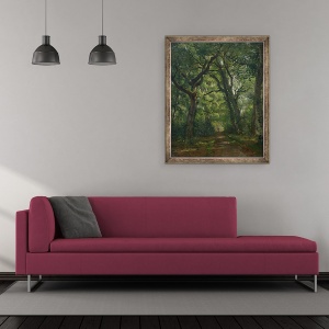 Tablou inramat - Henri Joseph Constant Dutilleux - Cale in padure, 50 x 60 cm - Img 2
