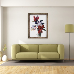 Tablou inramat - Hiroyuki Izutsu - Floare desenata in culoarea rosie, 70 x 90 cm - Img 3