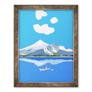 Tablou inramat - Hiroyuki Izutsu - Pescuitul pe lacul de iarna, 60 x 80 cm