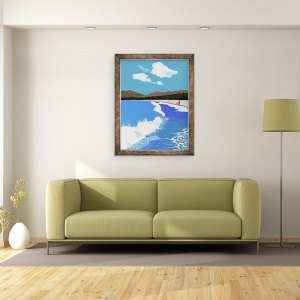 Tablou inramat - Hiroyuki Izutsu - Plaja si padure de pini, 60 x 80 cm - Img 2