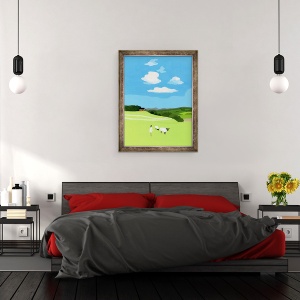 Tablou inramat - Hiroyuki Izutsu - Prerie si oi, 60 x 80 cm - Img 3