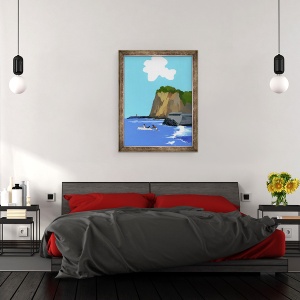 Tablou inramat - Hiroyuki Izutsu - Vara si mare si barca., 70 x 90 cm - Img 3