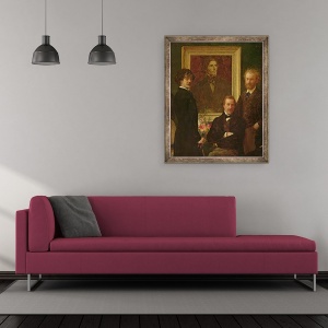 Tablou inramat - Ignace Henri Jean Fantin-Latour - Omagiu adus Delacroix, 50 x 60 cm - Img 2