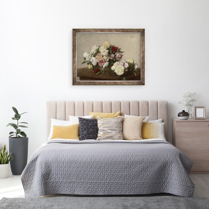 Tablou inramat - Ignace Henri Jean Fantin-Latour - Trandafiri intr-un castron si vas, 60 x 80 cm - Img 3