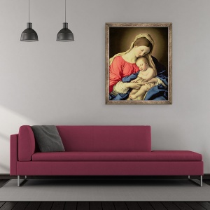 Tablou inramat - Il Sassoferrato - Madonna si Copilul, 70 x 85 cm - Img 2