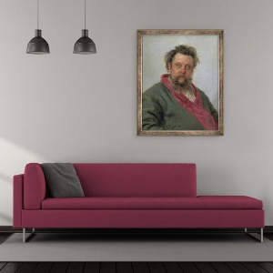 Tablou inramat - Ilya Efimovich Repin - Portret De Modest Petrovich Moussorgsky 1839-81 1881, 50 x 60 cm - Img 2