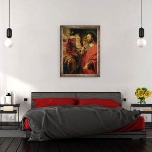 Tablou inramat - Jacob Jordaens - Hristos L-a instruit pe Nicodim, 60 x 80 cm - Img 3