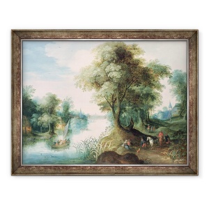 Tablou inramat - Jan Brueghel the Elder - Peisaj cu rau I, 60 x 80 cm