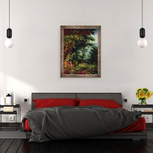 Tablou inramat - Jan Brueghel the Younger - Scena Paradise cu Adam si Eva, 60 x 80 cm - Img 3