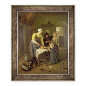 Tablou inramat - Jan Havicksz. Steen - Familie taraneasca la ora mesei, 70 x 85 cm