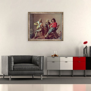 Tablou inramat - Jan Miense Molenaer - Doi baieti si o fata facand muzica, 50 x 60 cm - Img 2