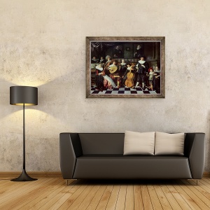 Tablou inramat - Jan Miense Molenaer - Realizarea muzicii familiale, 70 x 90 cm - Img 2