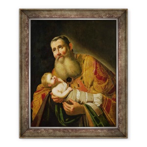 Tablou inramat - Jan van Bijlert - Sfantul Simeon Prezentarea Pruncului Hristos in Templu, 50 x 60 cm