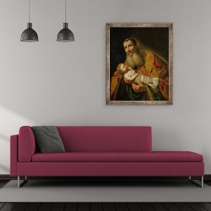 Tablou inramat - Jan van Bijlert - Sfantul Simeon Prezentarea Pruncului Hristos in Templu, 50 x 60 cm - Img 2