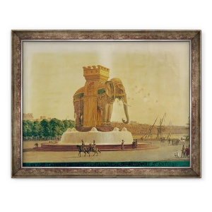 Tablou inramat - Jean Antoine Alavoine - Vedere la fantana elefantului din Place de la Bastille, 70 x 90 cm