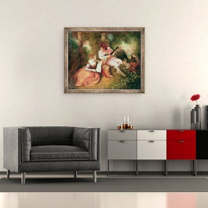Tablou inramat - Jean Antoine Watteau - Scara iubirii, 50 x 60 cm - Img 2