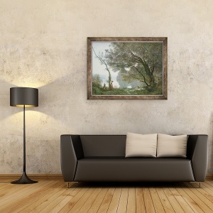Tablou inramat - Jean Baptiste Camille Corot - Suvenir de Mortefontaine, 70 x 90 cm - Img 2