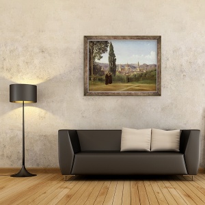 Tablou inramat - Jean Baptiste Camille Corot - Vedere spre Florenta din Gradina Boboli, 70 x 90 cm - Img 2