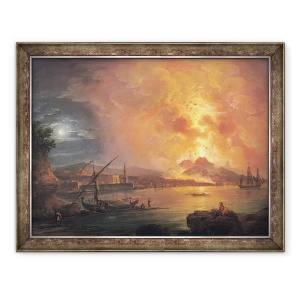 Tablou inramat - Jean Baptiste Genillion - Eruptia Vezuviului, 70 x 90 cm