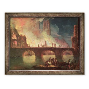 Tablou inramat - Jean Baptiste Genillion - Un incendiu la Hotel-Dieu in 1772, 70 x 90 cm