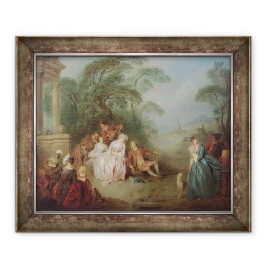 Tablou inramat - Jean-Baptiste Joseph Pater - Adunarea intr-un parc, 50 x 60 cm