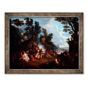 Tablou inramat - Jean-Baptiste Joseph Pater - Partidul in tabara armatei, 70 x 90 cm