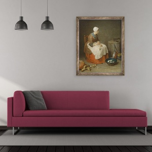 Tablou inramat - Jean-Baptiste Simeon Chardin - Camerista din bucatarie, 70 x 85 cm - Img 2