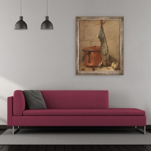 Tablou inramat - Jean-Baptiste Simeon Chardin - Iepure si cupru oala c.1739-40, 50 x 60 cm - Img 2