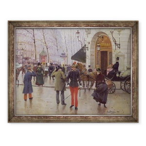 Tablou inramat - Jean Beraud - Bulevardul des Capucines si Teatrul Vaudeville, 60 x 80 cm