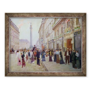 Tablou inramat - Jean Beraud - Muncitorii parasesc Maison Paquin, in rue de la Paix, 60 x 80 cm