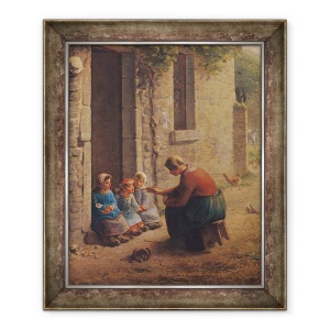 Tablou inramat - Jean-Francois Millet - Hranirea tinerilor, 70 x 85 cm