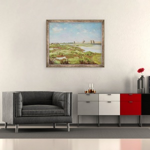 Tablou inramat - Jean Frederic Bazille - Zidurile orasului Aigues-Mortes, 50 x 60 cm - Img 2