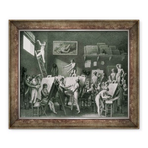Tablou inramat - Jean Henri Cless - Studioul lui Jacques Louis David 1748-1825 stilou si cerneala pe hartie, 50 x 60 cm