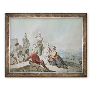 Tablou inramat - Jean Huber - Voltaire conversand cu taranii din Ferney, 60 x 80 cm