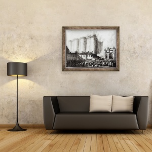 Tablou inramat - Jean Louis Prieur the Younger - Asediul Bastiliei, 70 x 90 cm - Img 2