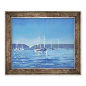 Tablou inramat - Jennifer Wright - Salcombe - Yachturi - Amurg, 70 x 85 cm