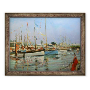 Tablou inramat - Jennifer Wright - Vechi Gaffers, Yarmouth, Insula Wight, 70 x 90 cm