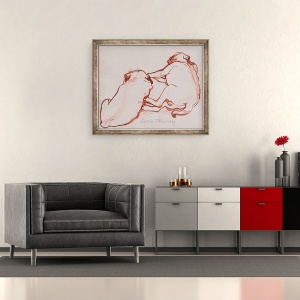 Tablou inramat - Joan Thewsey - Doi pui Pug, fratii, 2005, 50 x 60 cm - Img 2