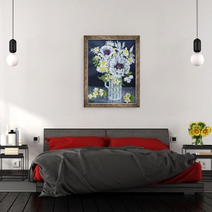 Tablou inramat - Joan Thewsey - Maci albi, Marguerite si Philadelphus, 70 x 90 cm - Img 3