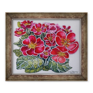 Tablou inramat - Joan Thewsey - Primula cu margini albe 2012, 50 x 60 cm