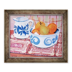 Tablou inramat - Joan Thewsey - Still-Life, Albastru si alb castron si ulcior, Guasa, 50 x 60 cm
