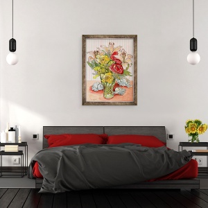 Tablou inramat - Joan Thewsey - Trandafiri, crini si scoici, 2008, 70 x 90 cm - Img 3