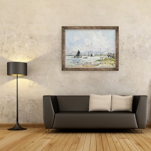 Tablou inramat - Johan-Barthold Jongkind - O etapa de aterizare pe Escaut, 70 x 90 cm - Img 2