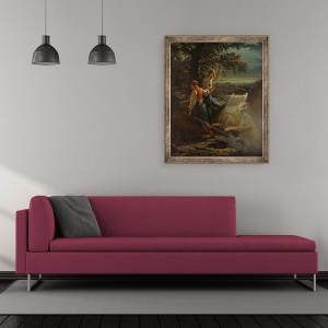 Tablou inramat - Johan Blackstadius - Doua taranesti ascultand jocul de apa-Sprite, 50 x 60 cm - Img 2