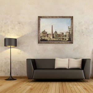 Tablou inramat - Johann Friedrich Meyer - Vedere a pietei vechi si a portii frontale a Schloss Sanssouci, 70 x 90 cm - Img 2