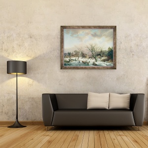 Tablou inramat - Johannes Petrus van Velzen - Scene iarna, 70 x 90 cm - Img 2