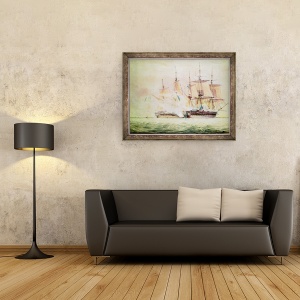 Tablou inramat - John Christian Schetsky - imbarcarea la Chesapeake, 70 x 90 cm - Img 2